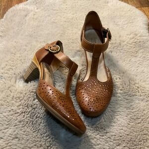 Pikolinos Size 37 Brown Mary Jane Heeled Buckle Shoes Leather Comfort 6.5-7